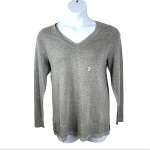 Lane Bryant Gray V Neck Lightweight Pullover Sweater